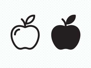 Simple Apple Icons Collection Black and White Vector