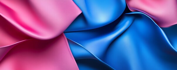 Pink and Blue Abstract Fabric Drape, 3D Render, Fluid Design Abstract art, digital art
