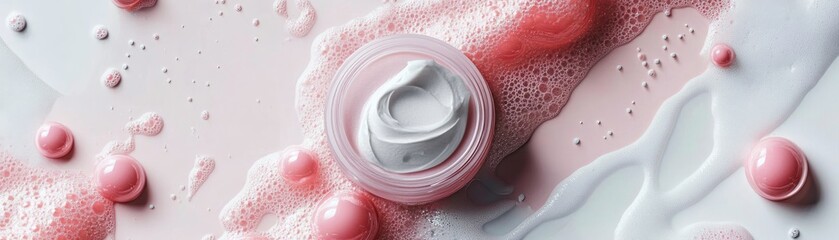 Pink Foam and Cream Moisturizer Jar, Skincare, Beauty