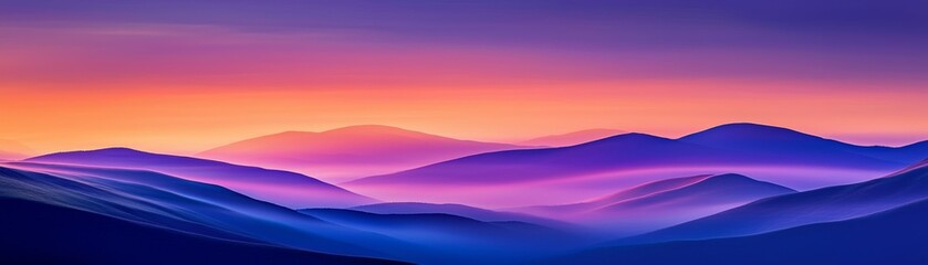 Purple Sunset Mountainscape Gradient Hills, Misty Peaks, Landscape Photography, Mountains, Landscape