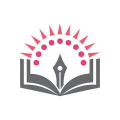 Knowledge and Learning Educational Book and Pen Logo Vector.