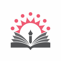 Knowledge and Learning Educational Book and Pen Logo Vector.