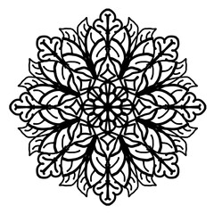 Floral Mandala No.4 coloring page detailed line art for printables. Detailed floral mandala line art PNG for coloring pages,printables, crafts.
