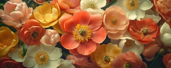 Vibrant Coral and Peach Peonies Closeup, Floral Photography, Flower Bouquet Peony, Bloom
