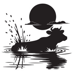 Cow and Bull Silhouette Vector Collection &ndash; Black Farm Animal Clipart in Standing, Grazing and Sitting Poses on White Background for Commercial and Branding Use . Thank You .