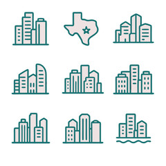 Obraz premium Houston skyline a line drawing depiction of texas cities.
