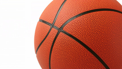 Fototapeta premium Orange basketball ball closeup on white background representing sporting activity