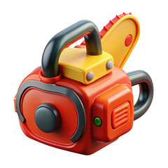 Cartoon chainsaw render isolated on transparent background