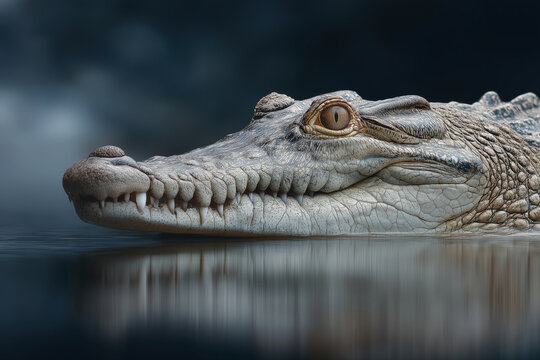 crocodile into the water