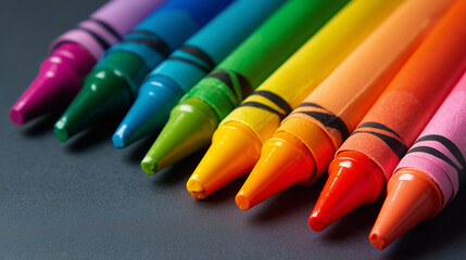 Obraz premium Close-up of colorful crayons, symbolizing creativity and imagination for children's coloring activities