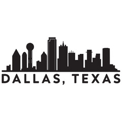 Obraz premium Dallas skyline horizontal banner. Dallas, Texas. Vector template for your design. Vector black silhouette. with white background