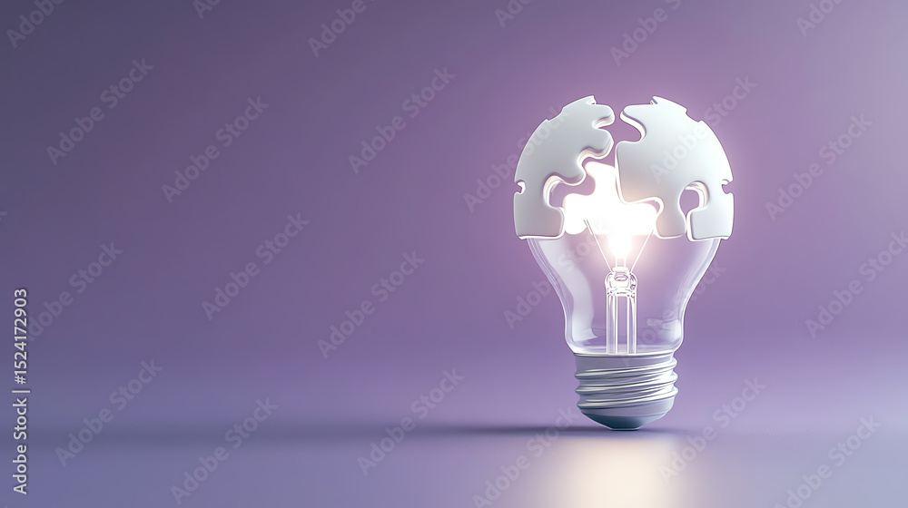 Poster A creative light bulb design made of puzzle pieces, symbolizing innovation and problem-solving in technology.