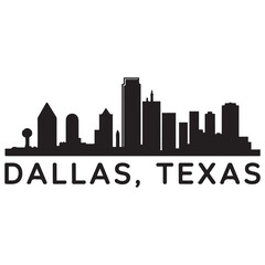 Obraz premium Dallas skyline horizontal banner. Dallas, Texas. Vector template for your design. Vector black silhouette. with white background