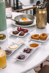Traditional Turkish Breakfast Table with Various Dishes-Breakfast Table with Variety of Appetizers-