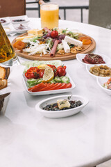 Traditional Turkish Breakfast Table with Various Dishes-Breakfast Table with Variety of Appetizers-