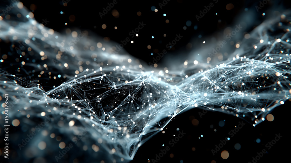 Aufkleber A mesmerizing abstract representation of interconnected lines and luminous points, symbolizing technology and digital networks.