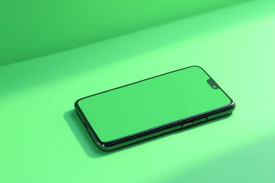 black iphone x green screen sitting top green