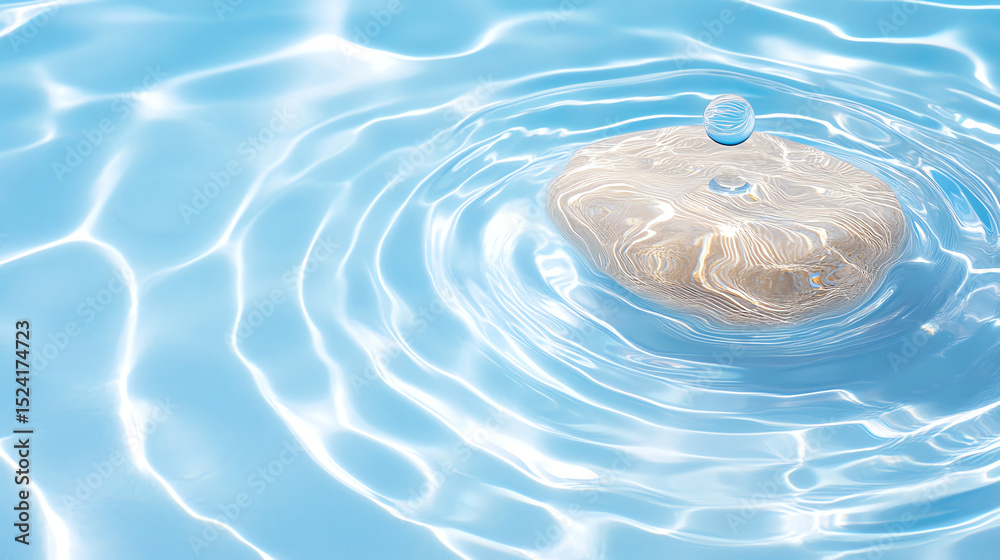 Aufkleber a serene water surface showcases gentle ripples and a droplet falling, creating a calming visual eff