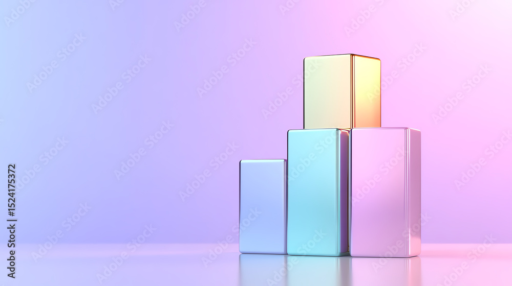Poster a vibrant arrangement of colorful geometric shapes reflecting light, perfect for modern design proje