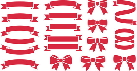 Red Ribbon and Badge Set – Vector Labels and Tags Collection