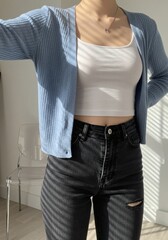 Stylish Baby Blue Cardigan Perfect Spring Outfit Combination