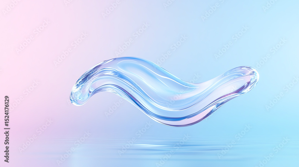 Poster Abstract wave illustration with a translucent effect on a gradient background, symbolizing fluidity and modern design.