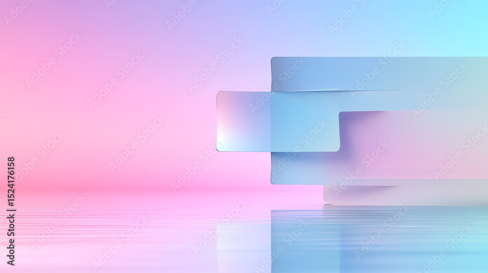 Aufkleber An abstract composition featuring smooth pastel shapes that blend with a serene gradient backdrop, evoking a sense of tranquility.