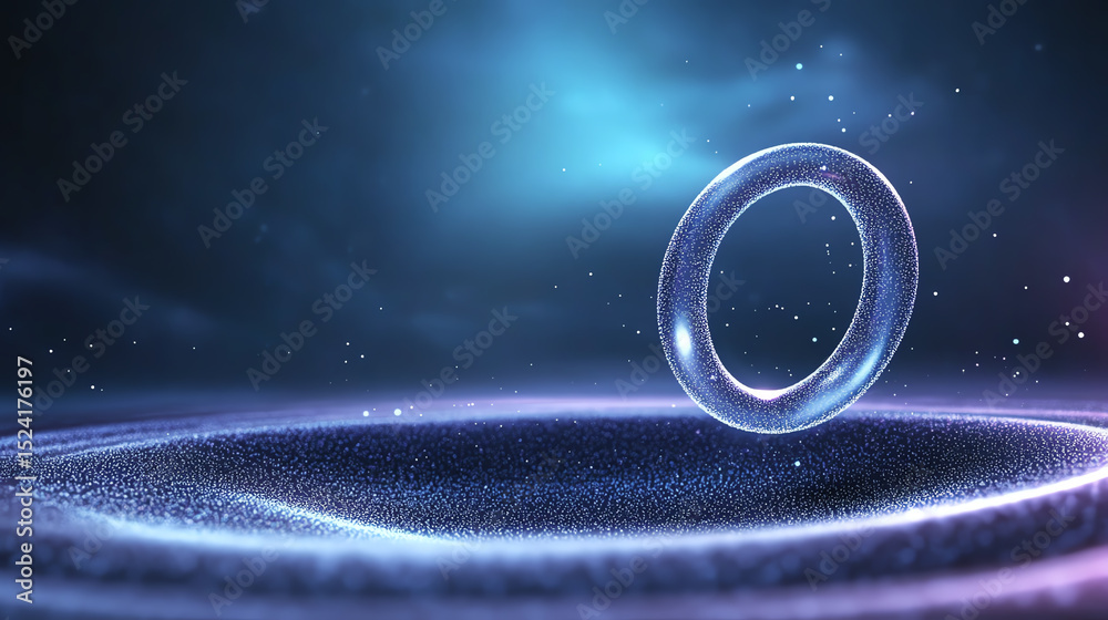 Leinwandbilder An abstract futuristic design featuring a glowing ring hovering above a luminous surface, creating a sense of depth and innovation.