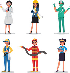 set of women with profession series 1 vector illustration