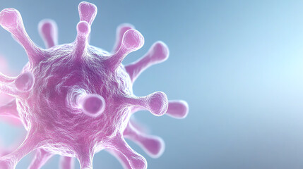 Close-up view of a virus, showcasing intricate details and structure. Ideal for educational and scientific purposes.