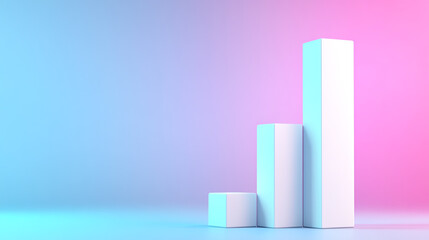 Minimalist bar chart in soft pastel colors representing growth and progress in business metrics or financial analysis.