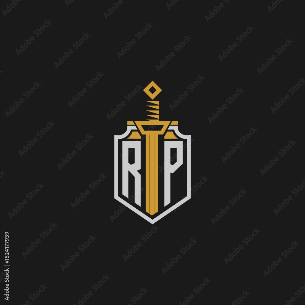 Fototapete rp initial monogram for shield and sword style image
