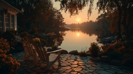 Fototapeta premium sunrise over the lake