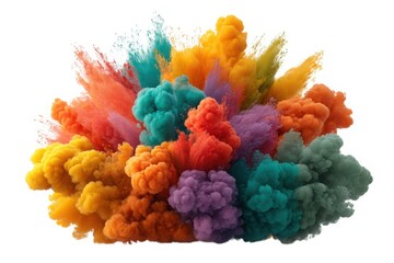 Vibrant color explosion ink cloud isolated on white background
