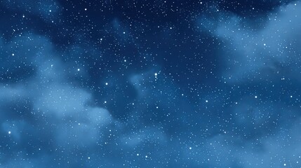 Fototapeta premium Serene Night Sky with Stars and Blue Cloudy Background – Ethereal Cosmic Glow, Deep Azure Hues, Gentle Cloud Veils, Starry Nightscape Aesthetics