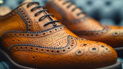 Exquisite Craftsmanship: Close-Up of Hand-Stitched Leather Shoes
