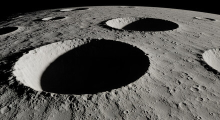 Close-up of lunar surface craters on the moon