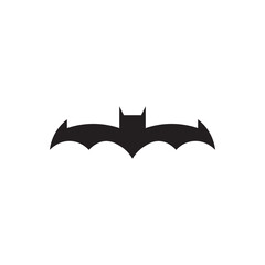 Flying bat silhouette flat icon. Simple bat icon symbolizing night, Halloween, or mystery themes.