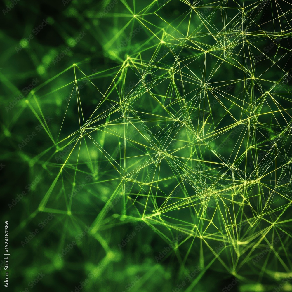 Poster abstract green plexus background with connected lines and dots futuristic technology concept