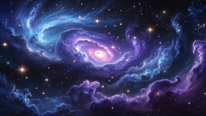 Galaxy and space with stars and nebulas background