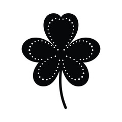 Black shamrock silhouette with white dot accents perfect for st patricks day celebration design