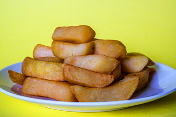 Plate Of Deep Fries Chunky Chips Food Accompaniment