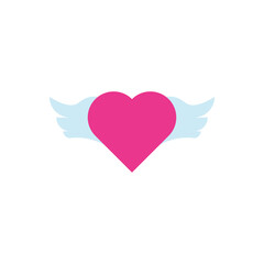 Flying heart with wing icon vector. Heart with wings, symbolizing free love or romantic freedom.