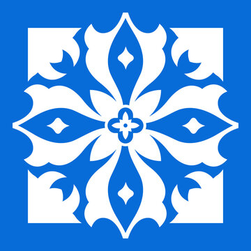 Moroccan Floral Tile, Minimal Folk Art