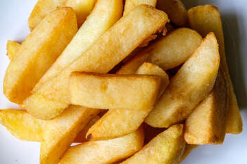 Plate Of Deep Fries Chunky Chips Food Accompaniment