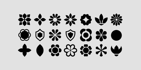 20 Elegant Black Flower Icons Crest-Inspired Floral Designs for Your Projects