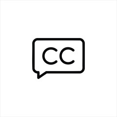 Subtitles Closed Captions CC Line Icon Vector