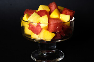 A Bowl Of Fresh Healthy Chopped Mango and Watermelon Fruit Salad