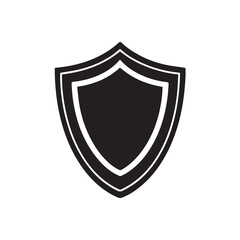 Bold black shield icon graphic for security protection branding