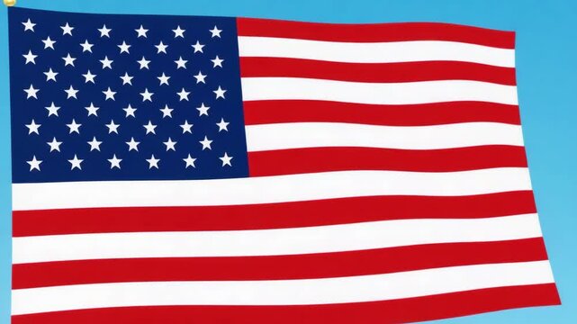 Stylized waving American flag on blue background illustration	